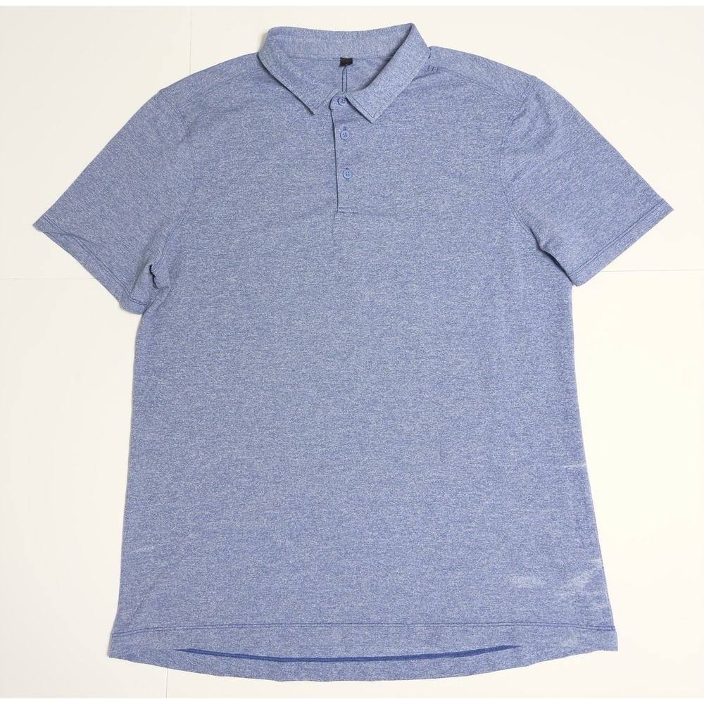 Lululemon Men's Evolution Polo Shirt Pique Performance Sz XL Blue Stretch Button - Picture 2 of 8